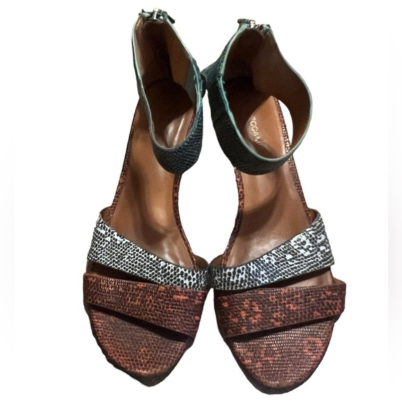 Rebecca Minkoff multicolor snake print ankle strap wedge sandals - Picture 3 of 11